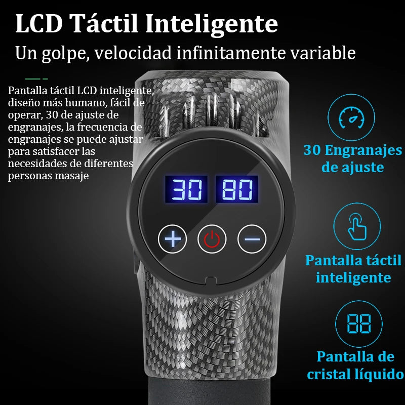 Pistola de Massagem Muscular com 6 Cabeças