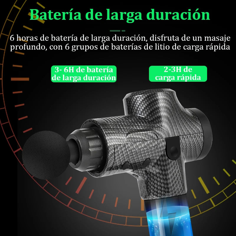Pistola de Massagem Muscular com 6 Cabeças