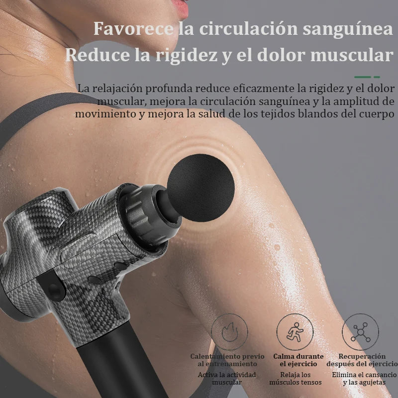 Pistola de Massagem Muscular com 6 Cabeças