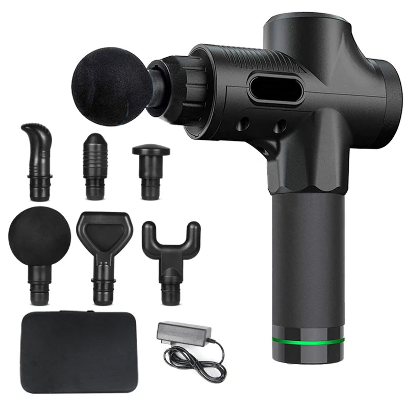 Pistola de Massagem Muscular com 6 Cabeças