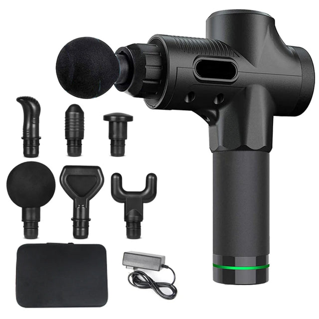 Pistola de Massagem Muscular com 6 Cabeças